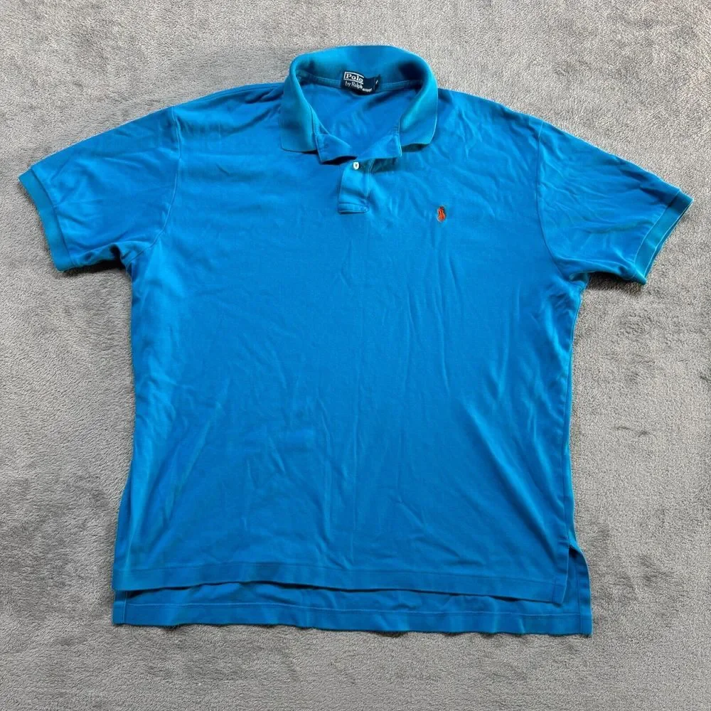 Polo Ralph Lauren Shirt Mens XL Blue Short Sleeve Collard Casual